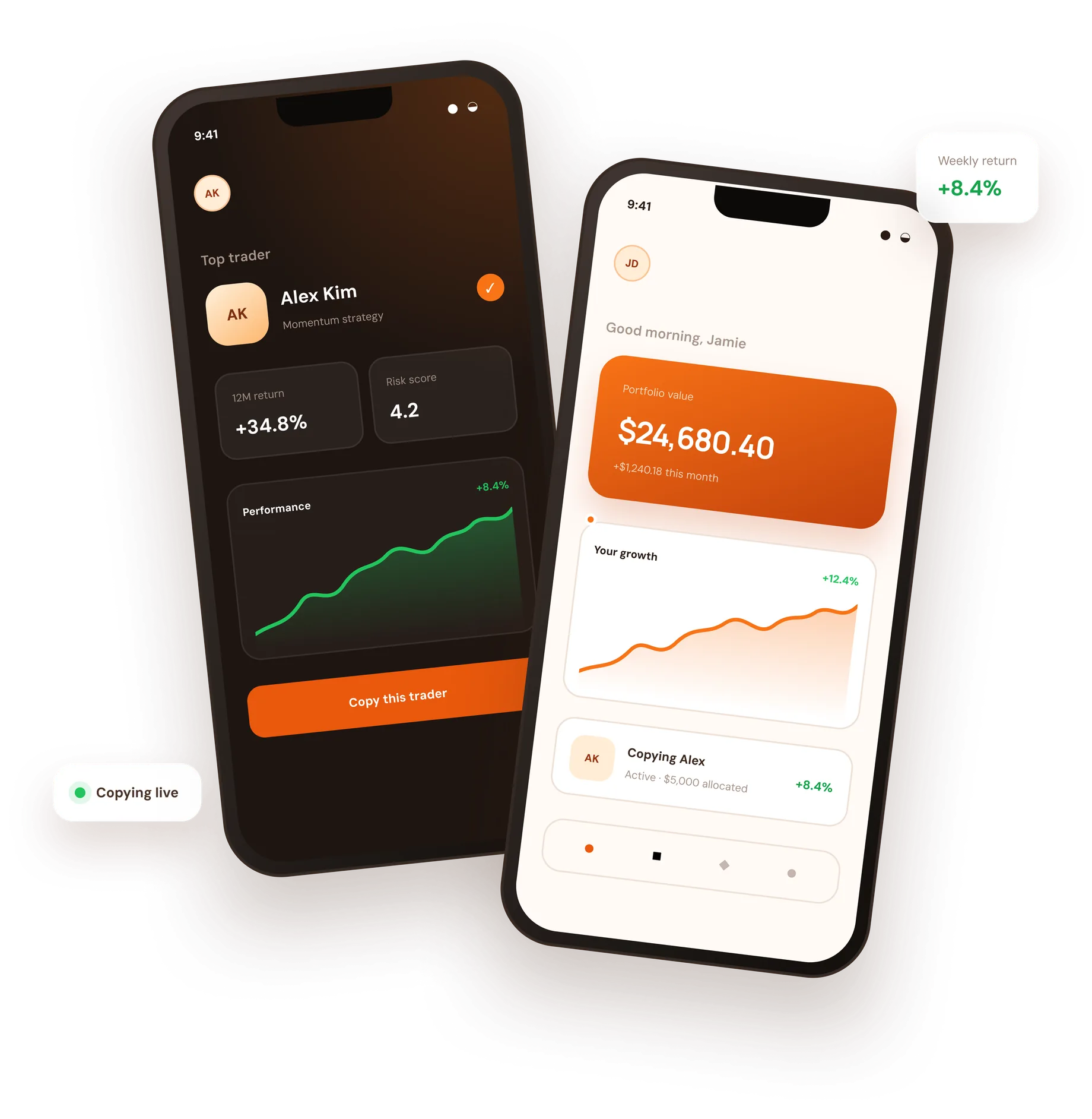 Copy Trading Mobile Screens Mockup